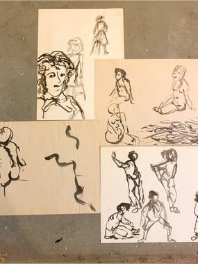 4 Vintage Dancing Watercolor Painting Life Study Figure Drawings Rosemarie Hahn